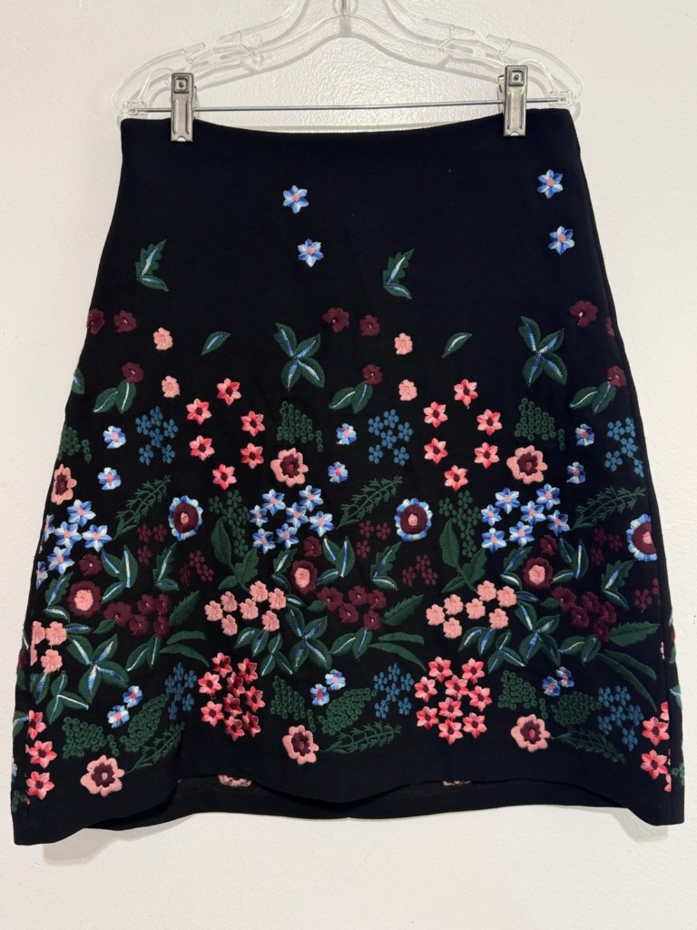 Zara Woman Floral Embroidered Black Mini Skirt A-Line Size XS/S - Picture 3 of 12